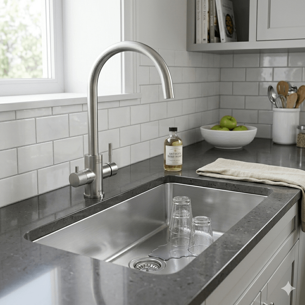 SLOVARM Drezová batéria trojcestná, nerez, ES 3505, v kuchyni TERMOobchod